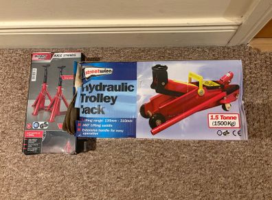 hydraulic jack with axle stand set x2