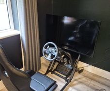 Logitech g920 and Adx Firebase simulation seat and stand (TV NOT INCLUDED)