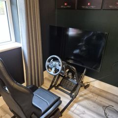 Logitech g920 and Adx Firebase simulation seat and stand (TV NOT INCLUDED)