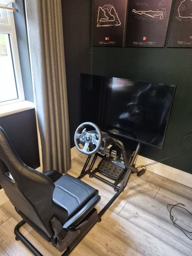 Logitech g920 and Adx Firebase simulation seat and stand (TV NOT INCLUDED)