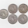 USA, 5 x Quarter Dollars, 90% silver coins (no. 489) Image 2