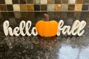 Hello Fall Sign with Pumpkin Halloween