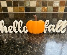 Hello Fall Sign with Pumpkin Halloween
