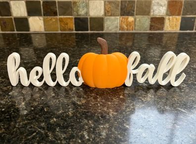 Hello Fall Sign with Pumpkin Halloween