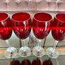 Vintage Italian Hand Blown Ruby Red Wine or Water Goblets 23 cm Tall Image 5