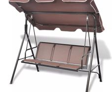 Garden Swing Bench with Canopy Coffee/Black