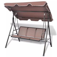 Garden Swing Bench with Canopy Coffee/Black