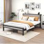 King Size Bed Frame with Wooden Storage Headboard, Metal Bed Frame King Size Bed Base/Mattress Foundation, Enhanced Support Noise Free, Black Image 5