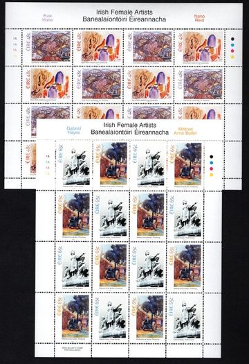 2005 Ireland Irish Female Artists Commemorative Stamps Sheetlet Plate 1A1A1A1A Mint Never Hinged (MNH)
