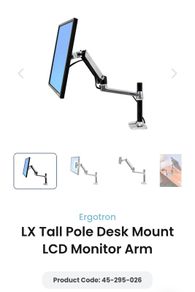 Ergotron LX Desk Mount LCD Arm, Tall Pole