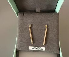 9ct Gold Hallmarked Cubic Zirconia Bar Drop Earrings
