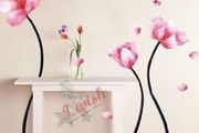 Pink Paeony Flowers Home Decor Mural Art Decal DIY Wall Stickers