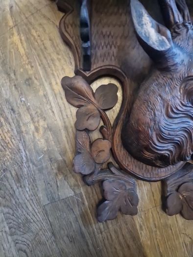 antique carved stag shelf