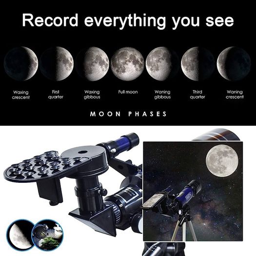Telescope for Kids Beginners Adult, 70mm Astronomical Refractor Telescope with Adjustable Tripod & & Finder Scope- Portable Travel Telescope Perfect for Kids Children Teens