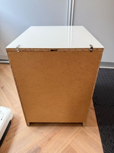 Ikea Malm - White bed side chest with top glass