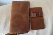 Leather zip case and pen holder insert