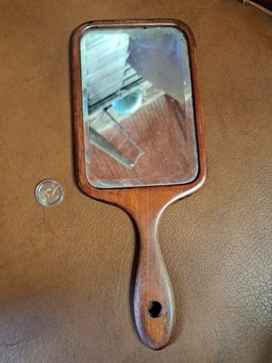 Vintage Art Deco Wooden Hand Mirror