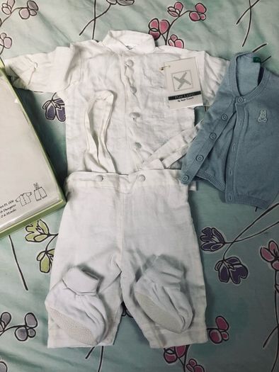 Baby boy pure linen christening outfit 0-6months