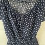 Navy bow print f&f soft women's blouse Image 2