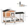 Rabbit Hutch Outdoor with Run Guinea Pig Hutch, 2-Tier Bunny Cage with Wheels, No-Leak Plastic Tray, 157.4 x 53 x 99.5 cm, Yellow Image 3