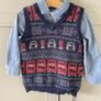 Next 2 piece shirt and sleeveless jumper with London Bus London taxi and red mailbox Image 3