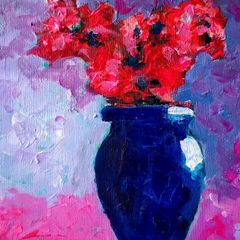Series of four 8 x 10 floral paintings. Acrylic on canvas board. Original work by seller