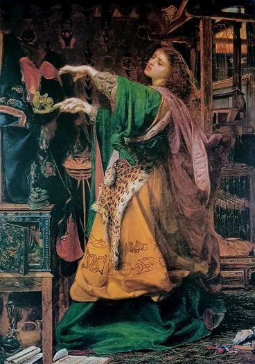 An Original Rare Antique Print from Picture Relics - Morgan Le Fay (1862) by FREDERICK SANDYS