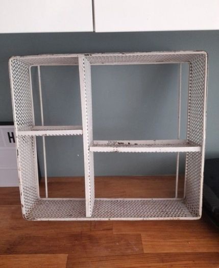industrial metal wall shelf white distressed
