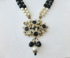 Vintage 1960s Miriam Haskell Style Faux Pearl Long Necklace