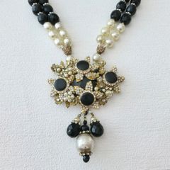 Vintage 1960s Miriam Haskell Style Faux Pearl Long Necklace