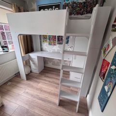 Kids bunk bed/ loft bed with wardrobe and desk