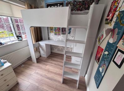 Kids bunk bed/ loft bed with wardrobe and desk