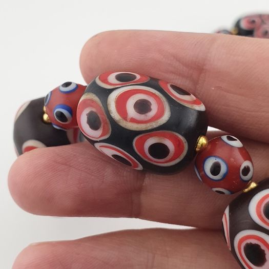 Antique Venetian Style Eyes Glass Big Beads Necklace