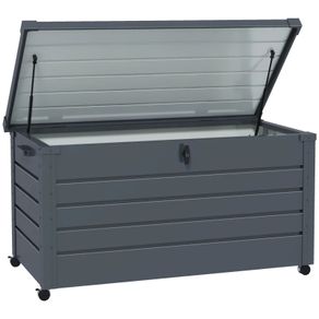 311L Galvanised Steel Garden Storage Box, with Lock - Dark Grey