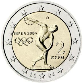 Greece 2 Euro Commemorative Coin 2004 - Summer Olympics in Athens 2004. Uncirculated.