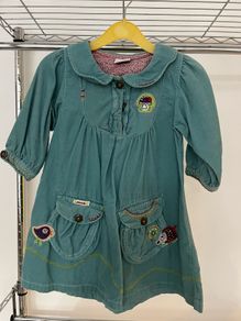 Girl's long sleeve green corduroy winter dress, Age 3-4 (Free girls clothes/items for first buyer to offer asking price on this)