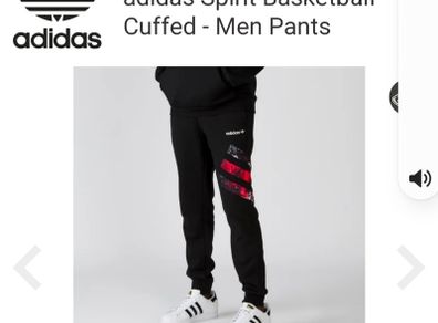 Adidas Spirit Basketball Cuffed fleece pants UK S, black, style GT2279