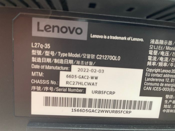 Lenovo 27" 1440p QHD Monitor - Lenovo L27q-35 VA - Excellent Condition