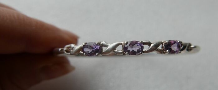 Vintage 925 Sterling Silver and Amethyst Bangle