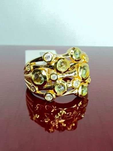 Silver Peridot & White Zircon "Waves of Renewal Ring