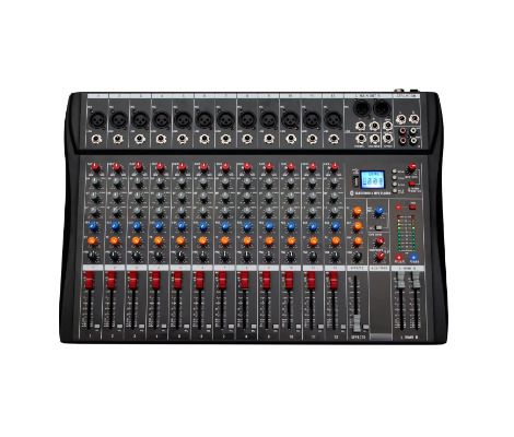 DEPUSHENG DX12 Professional Audio Mixer 12 Channel Studio Audio Console USB MP3 Input 48v Phantom Power DJ Console