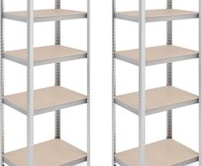 Heavy Duty Shelving Unit, Set of 2, 5 Shelves, 180 x 60 x 45 cm, 500 kg, Garage & Warehouse, Steel, Silver