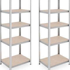 Heavy Duty Shelving Unit, Set of 2, 5 Shelves, 180 x 60 x 45 cm, 500 kg, Garage & Warehouse, Steel, Silver