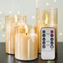 Silver Grey Glass Flameless Flickering Candles with Remote, 3 Pack Realistic LED Fake Candles 3 Inch H 4 Inch 5 Inch 6 Inch Image 4
