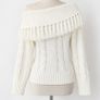 Moon River White Off-Shoulder Knit Jumper, Size M, New Image 3