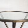 Round Glass Side Table - Antique Brass Hammered Metal Image 6