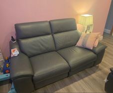 2 electric grey italian leather sofas