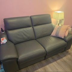2 electric grey italian leather sofas
