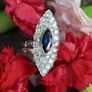Large Antique Sapphire & Diamond Marquise Ring Image 3