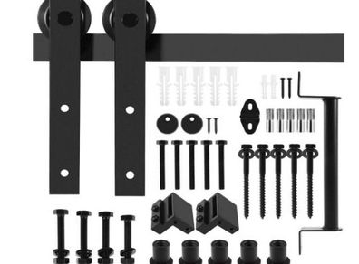 2 set of 6.6FT Sliding Rail Barn Door Hardware Kit, 200cm